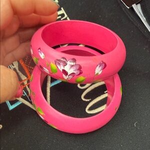 Pink Floral Bangle Set